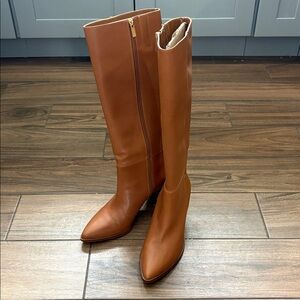 Vince Camuto X Dress Up Buttercup by Dede Radd Tan leather knee Heeled Boots